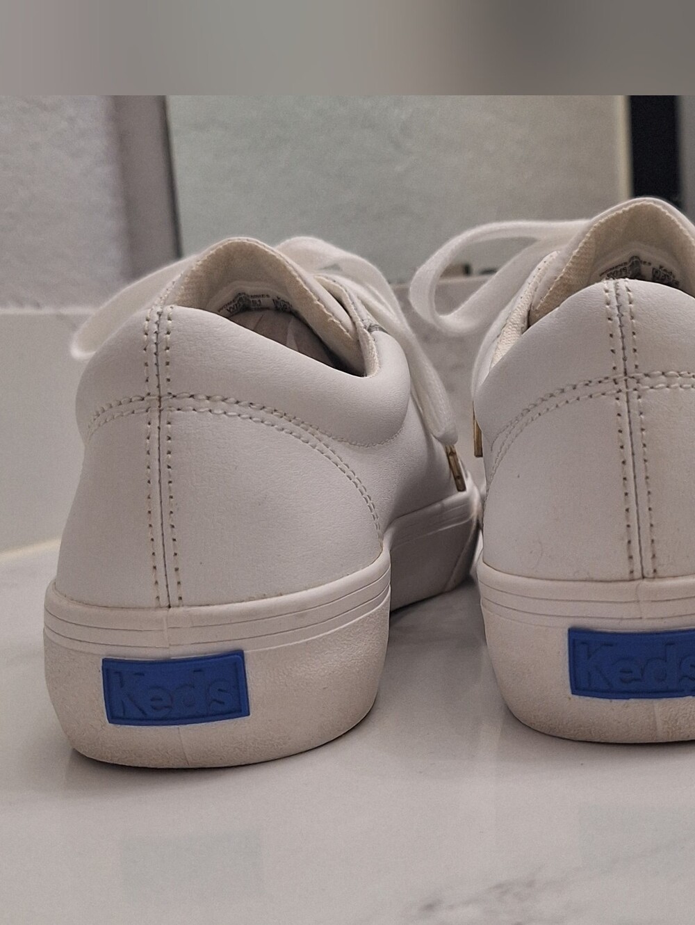 Keds Jump Kick Leather Sneakers Women’s Size 9 White Gold Eyelets WH63681 - Picture 5 of 8